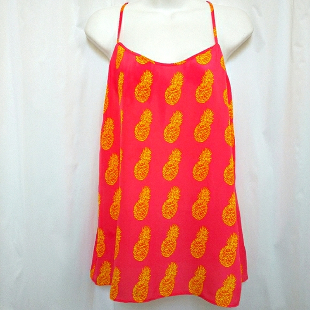 J. Crew Racer-Back Polyester Pineapple Tank Top Size 6